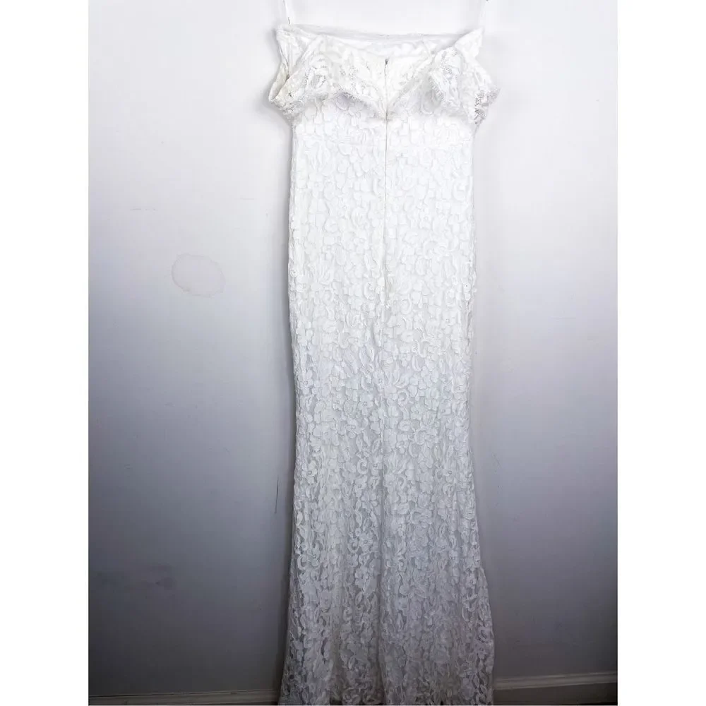 Lulu’s‎ Romantic Heart White Lace Off-the-Shoulder Maxi Dress